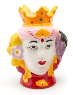 Oldenhof Siciliaans Hoofd Vrouw S ø 10 Cm X 14 Cm Aardewerk Roze Rood