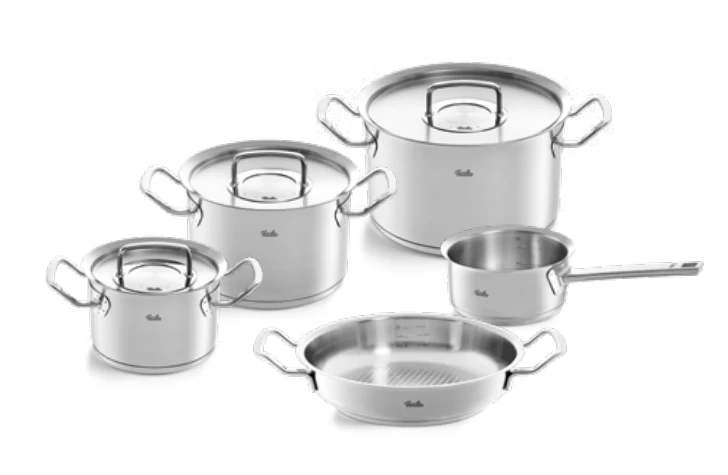 Fissler Original Profi Collection Pannenset Met Steelpan, Serveerpan En RVS Deksels 5-delig 3 Fissler Original Profi Collection Pannenset Met Steelpan, Serveerpan En RVS Deksels 5-delig