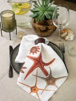 Oldenhof Sea Animals Servet 45 X 45 Cm Linnen 6 Stuks 15 Oldenhof Sea Animals Servet 45 X 45 Cm Linnen 6 Stuks -Keukengerei Winkel linoroom napkins sea animals vertical lr17